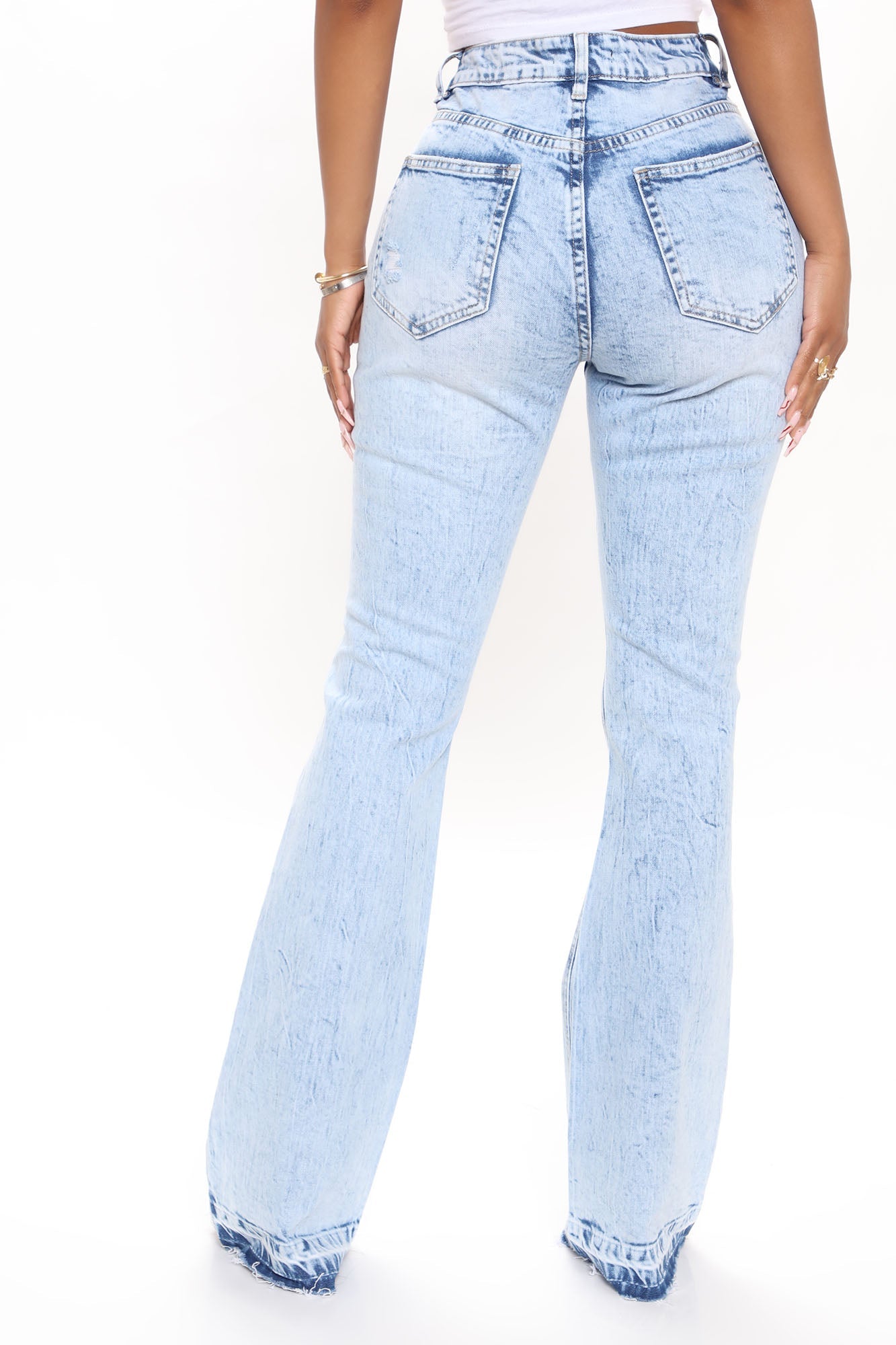 The Wait Is Over Ripped Flare Jeans - Acid Wash Blue – InsStreet