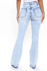The Wait Is Over Ripped Flare Jeans - Acid Wash Blue Ins Street