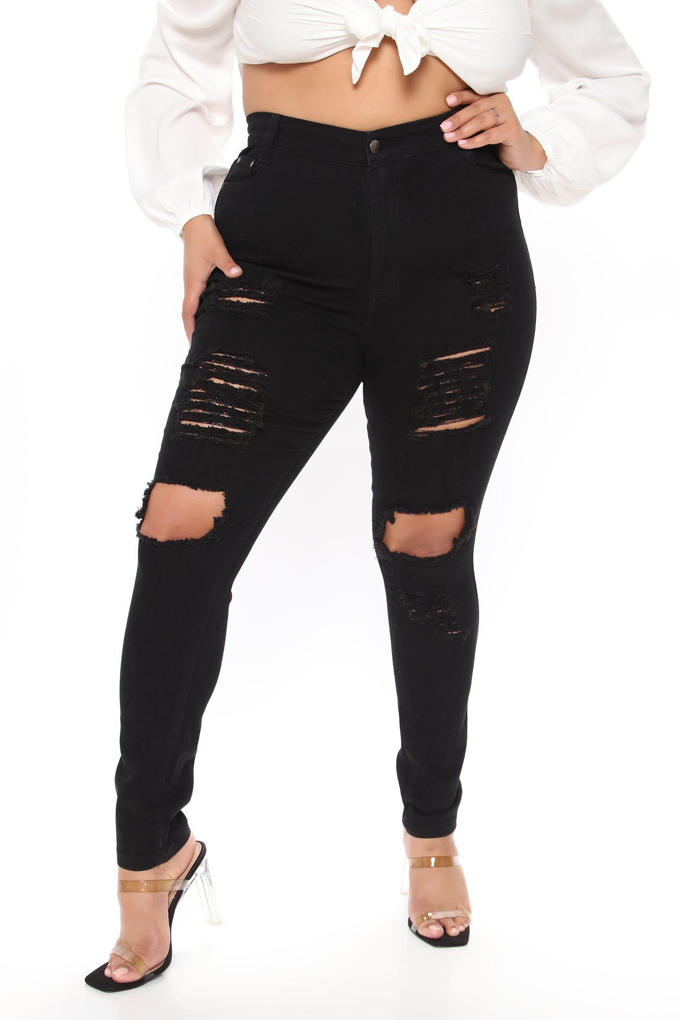 Say Yes To Distress Jeans - Black Ins Street