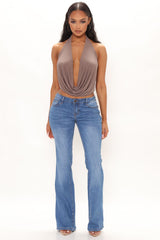 Peace And Music Low Rise Flare Jeans - Medium Blue Wash Ins Street