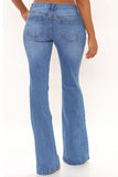 Peace And Music Low Rise Flare Jeans - Medium Blue Wash Ins Street