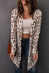 Leopard Long-Sleeve Open Front Cardigan Ins Street