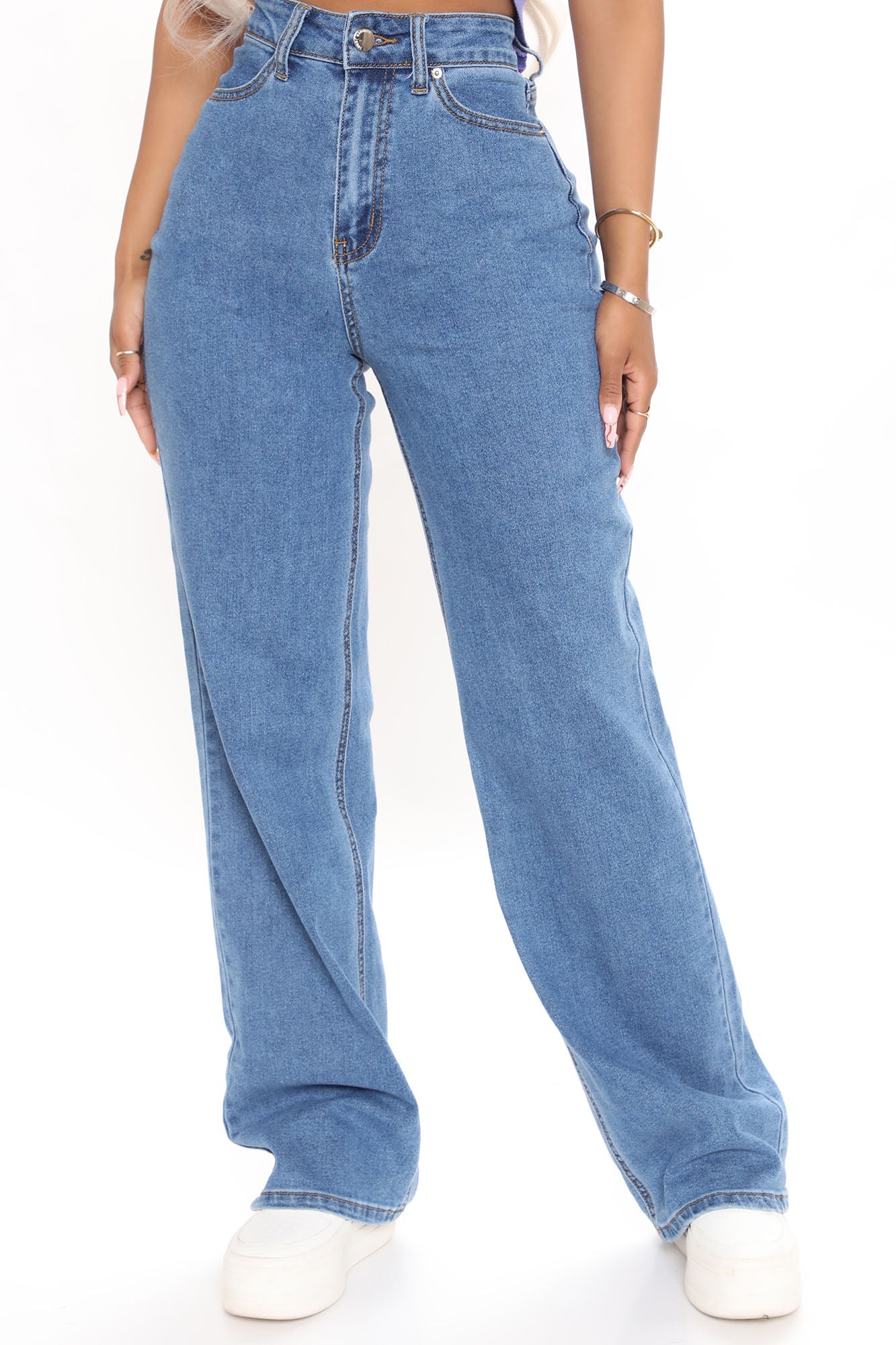 Sweet Love Straight Leg Jeans - Medium Blue Wash Ins Street