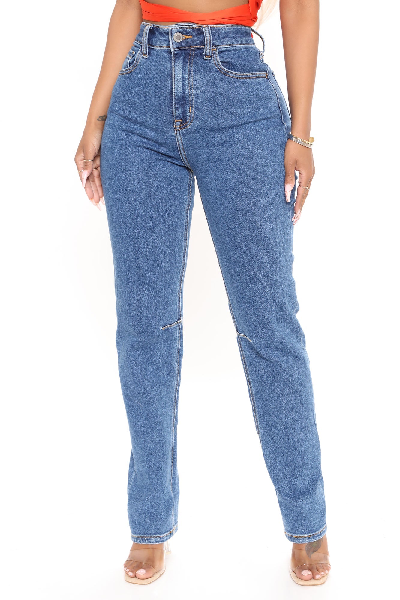 How I Roll Crop Straight Leg Jeans - Medium Blue Wash Ins Street