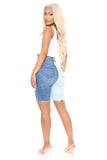 What's The Difference Two Tone Denim Bermudas - Blue/combo Ins Street