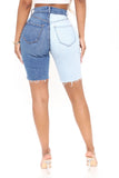 What's The Difference Two Tone Denim Bermudas - Blue/combo Ins Street