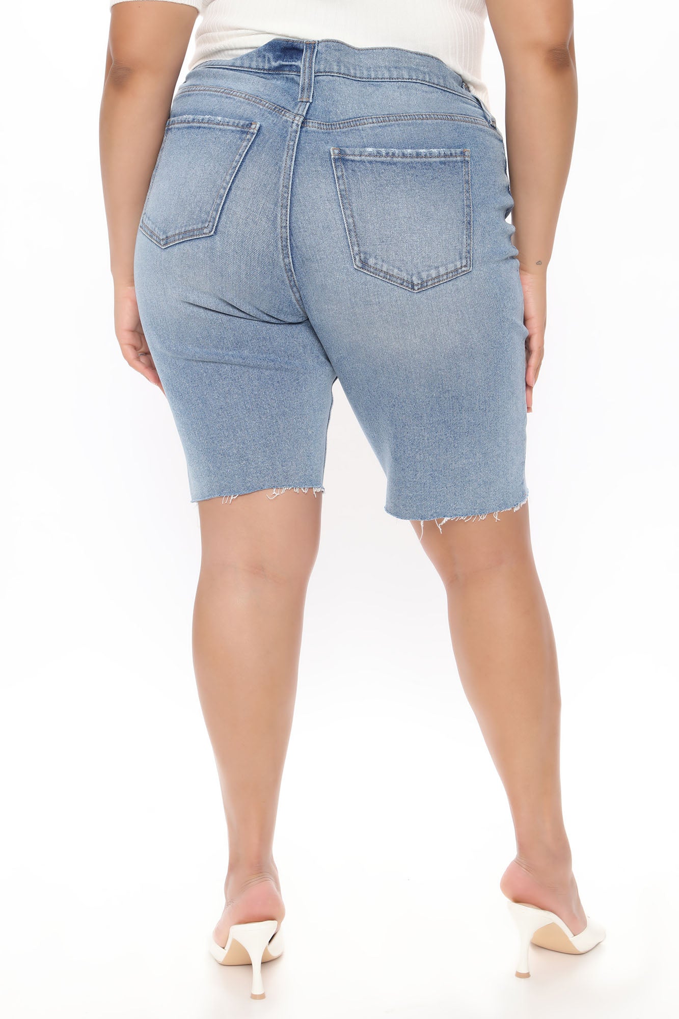 Kick It Into Gear Denim Biker Shorts - Light Blue Wash Ins Street