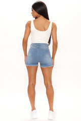 Run It Back Denim Shorts - Medium Blue Wash Ins Street