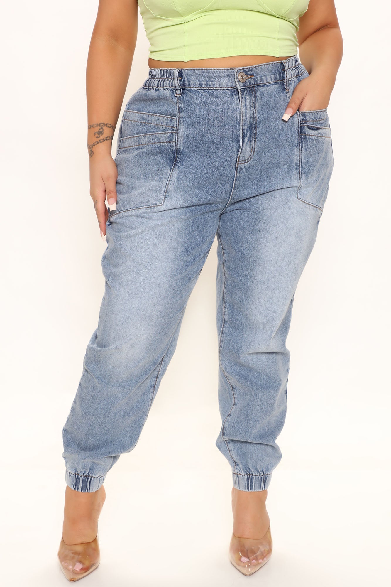 Relaxed Loose Fit Jogger Jeans - Light Blue Wash Ins Street