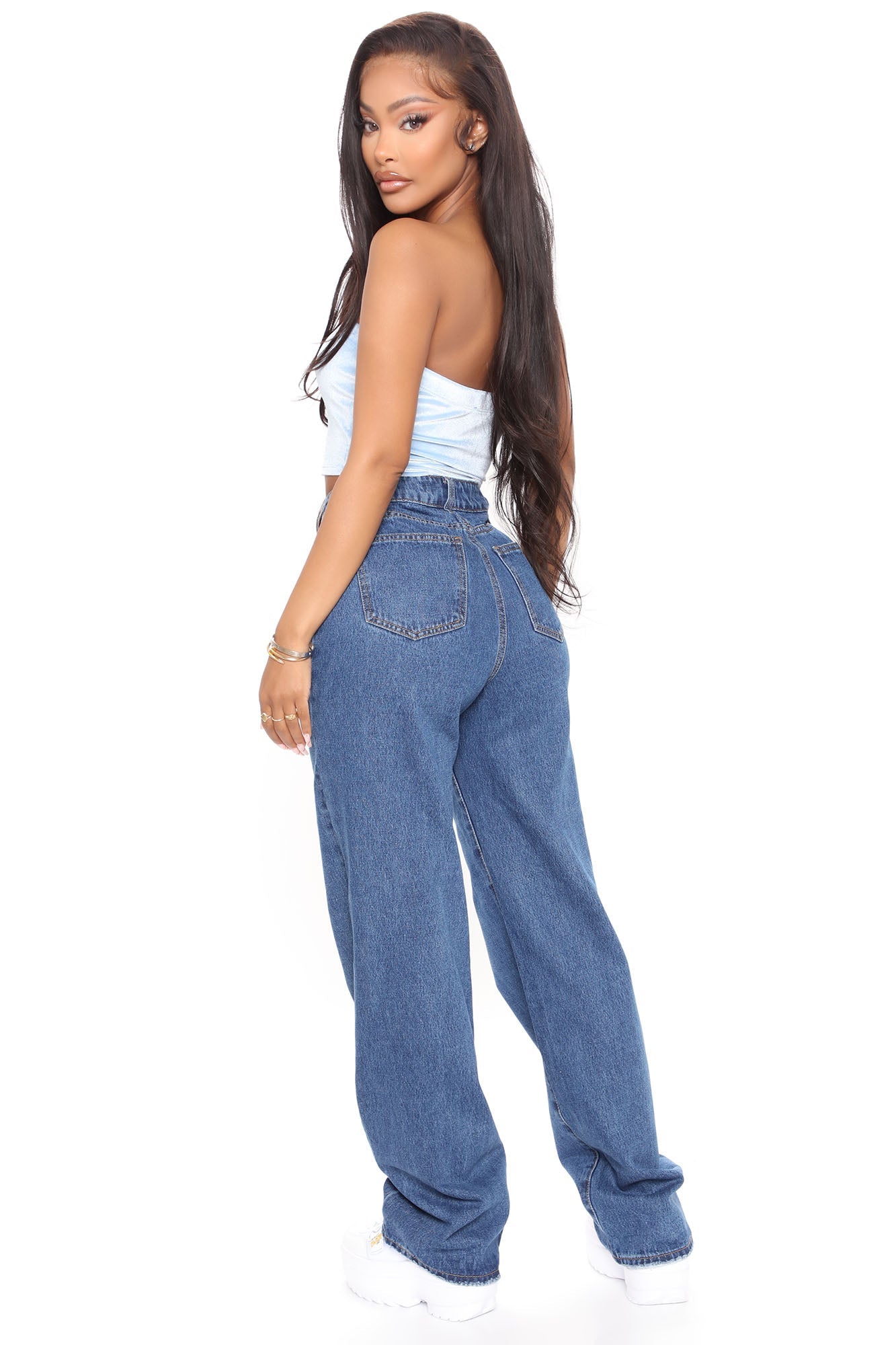 Outta The Way Non Stretch Straight Leg Jeans - Dark Wash Ins Street