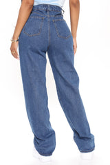 Outta The Way Non Stretch Straight Leg Jeans - Dark Wash Ins Street