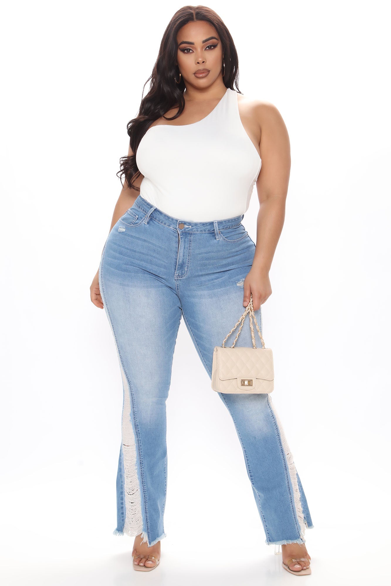 Kiana Distressed Flare Jeans - Light Blue Wash Ins Street