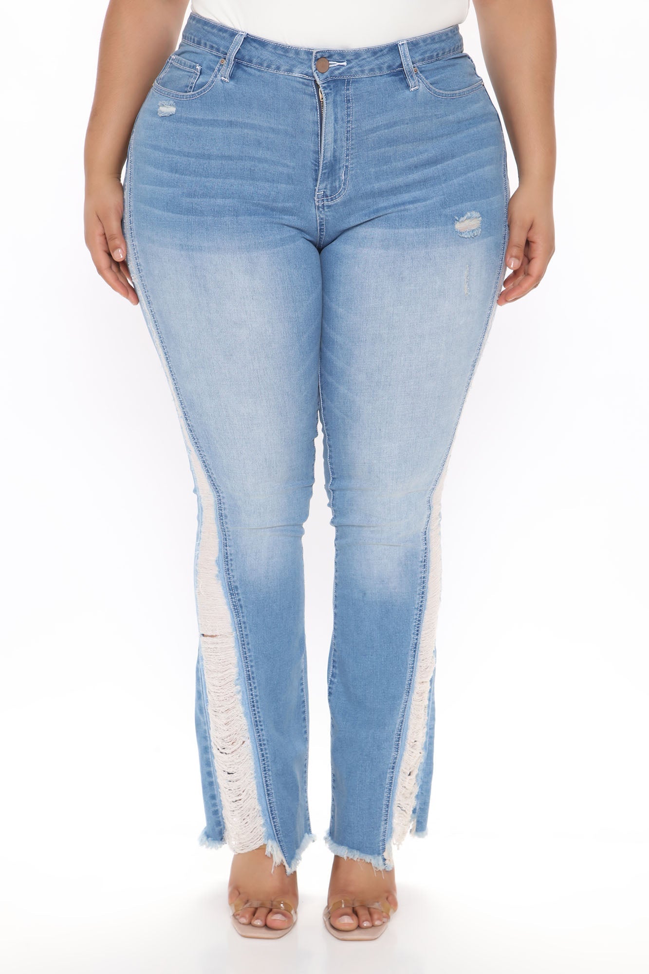 Kiana Distressed Flare Jeans - Light Blue Wash Ins Street