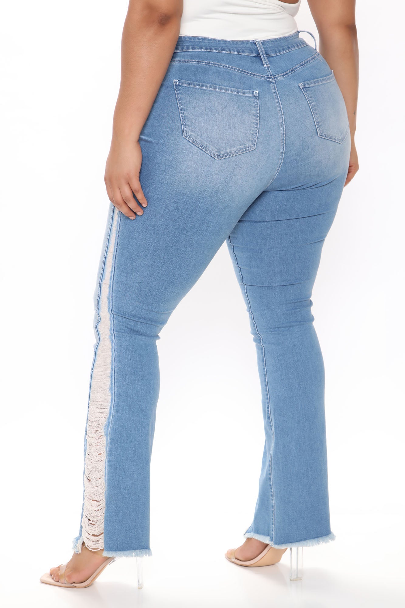 Kiana Distressed Flare Jeans - Light Blue Wash Ins Street