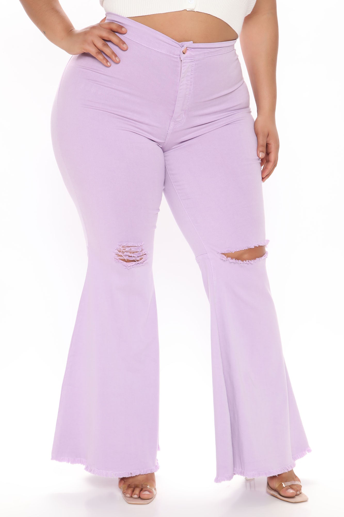 Mystery Solved Extreme Bell Bottom Jeans - Lavender Ins Street