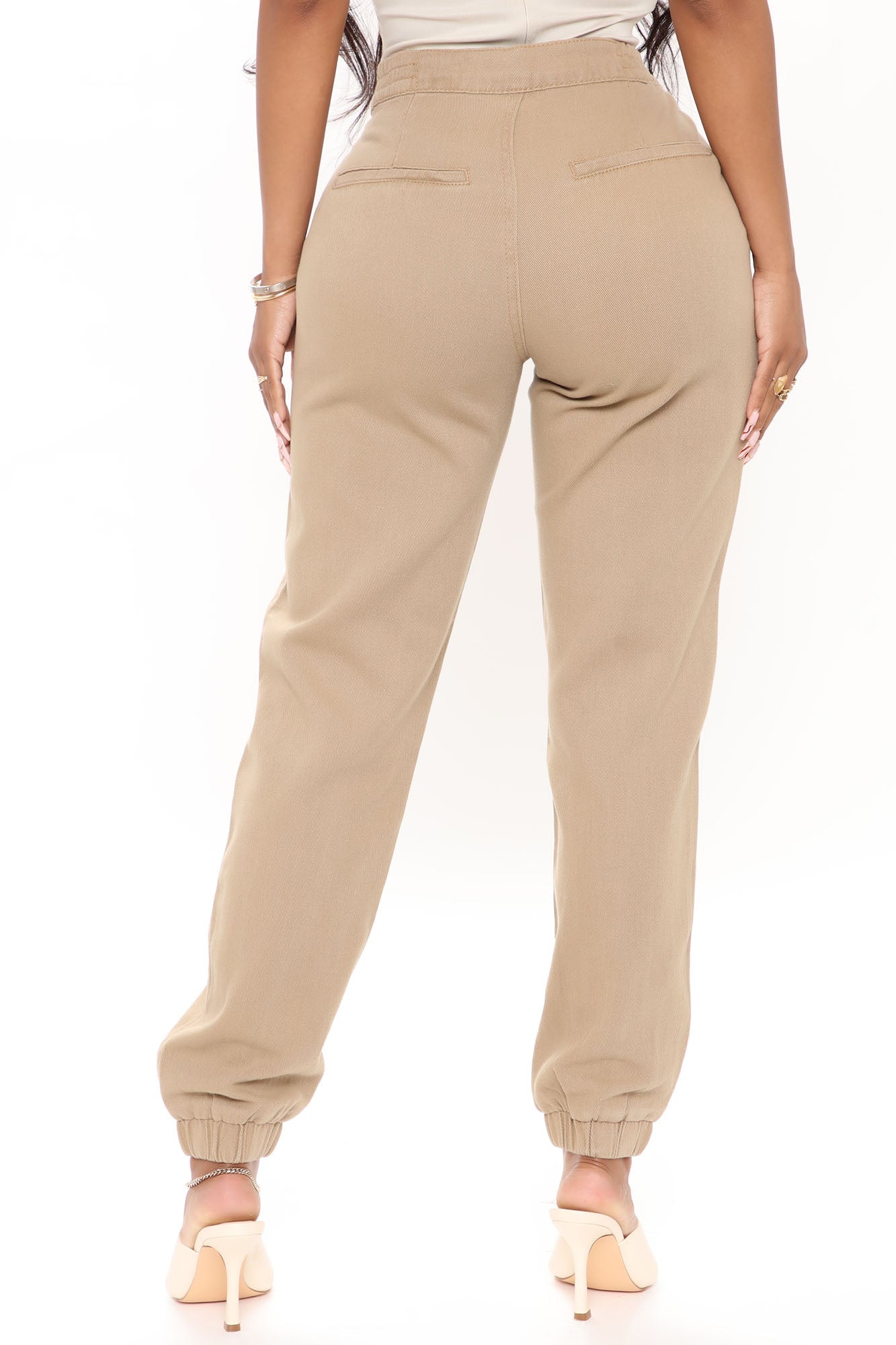 Just Sit Back And Relax Denim Joggers - Khaki Ins Street