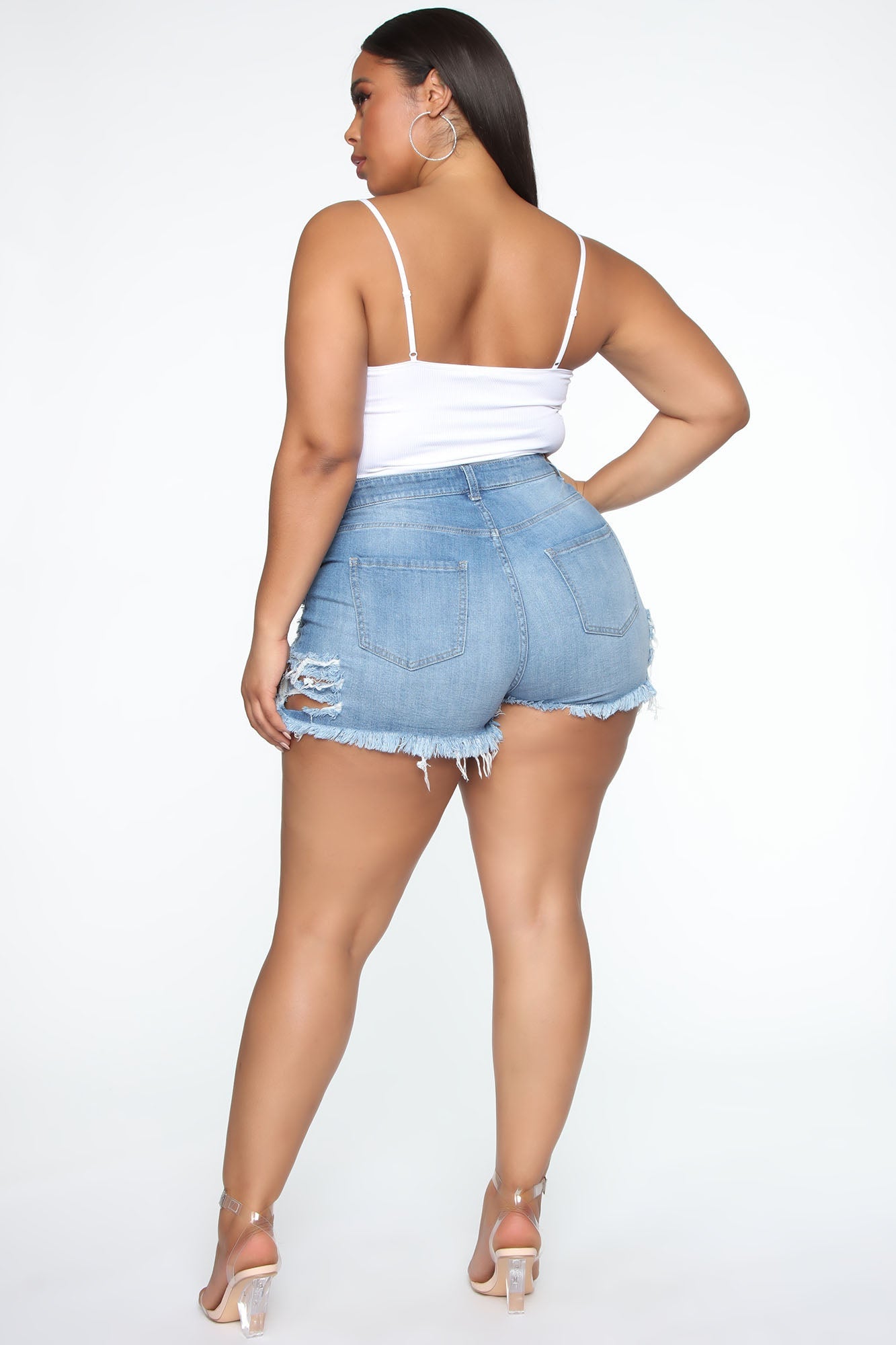 Nowhere To Run Distressed Shorts - Medium Blue Wash Ins Street