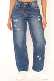 Street Style Non Stretch Destroyed Jeans - Dark Wash Ins Street