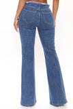 After All These Years Low Rise Flare Jeans - Medium Blue Wash Ins Street