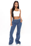 After All These Years Low Rise Flare Jeans - Medium Blue Wash Ins Street