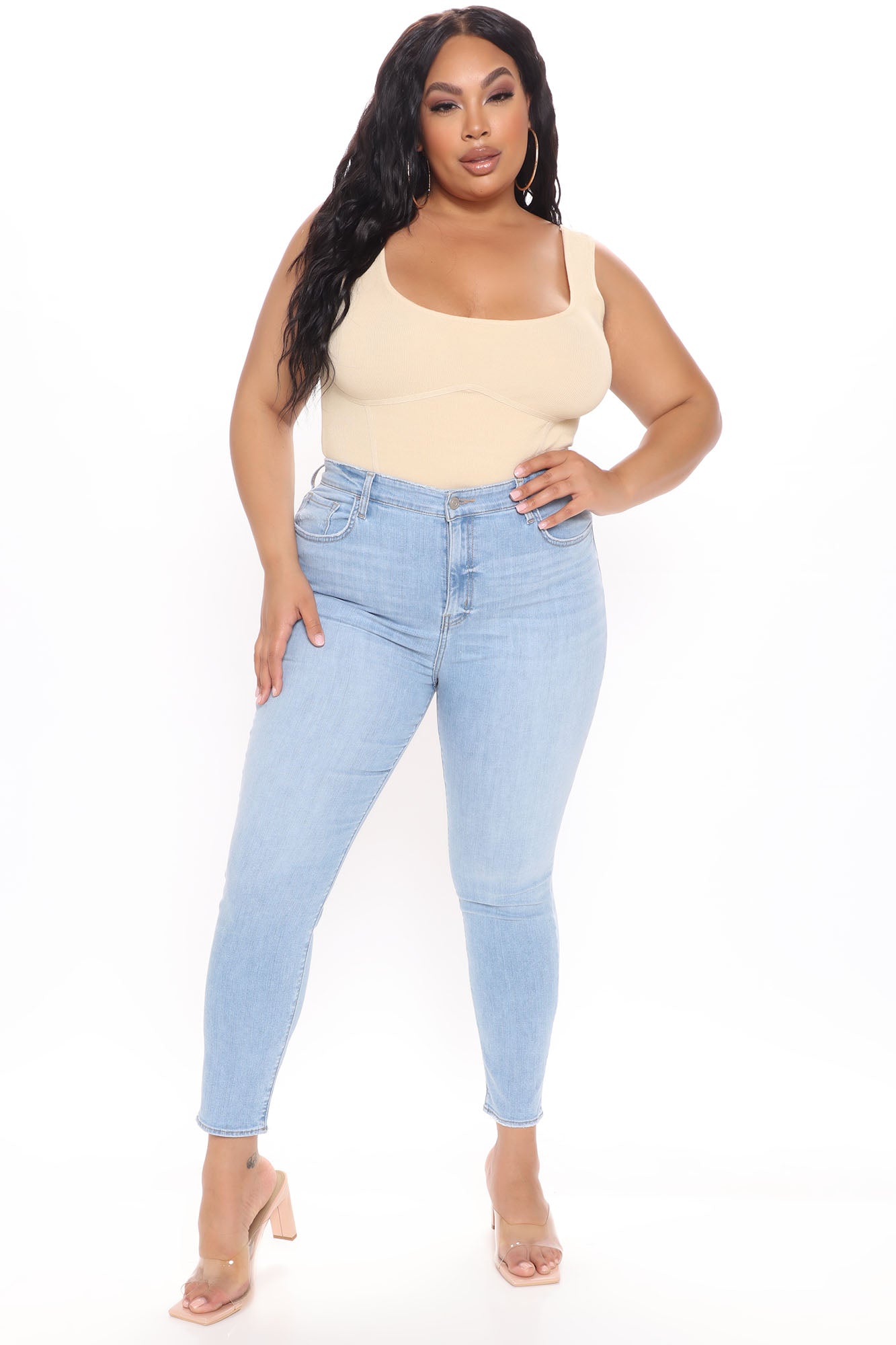 Back To The Beginning Stretch Ankle Jeans - Light Blue Wash Ins Street