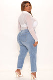 It's Official Stretch Mom Jeans - Medium Blue Wash Ins Street