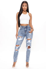 Cut 'Em Out Destroyed Skinny Jeans - Medium Blue Wash Ins Street