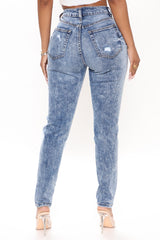 Cut 'Em Out Destroyed Skinny Jeans - Medium Blue Wash Ins Street