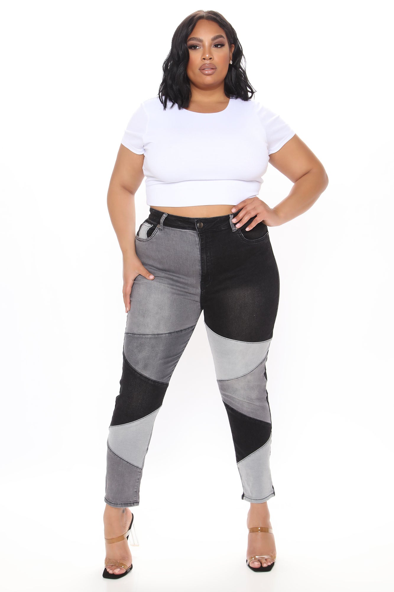 All Fixed Up Patchwork Skinny Jeans - Black/combo Ins Street
