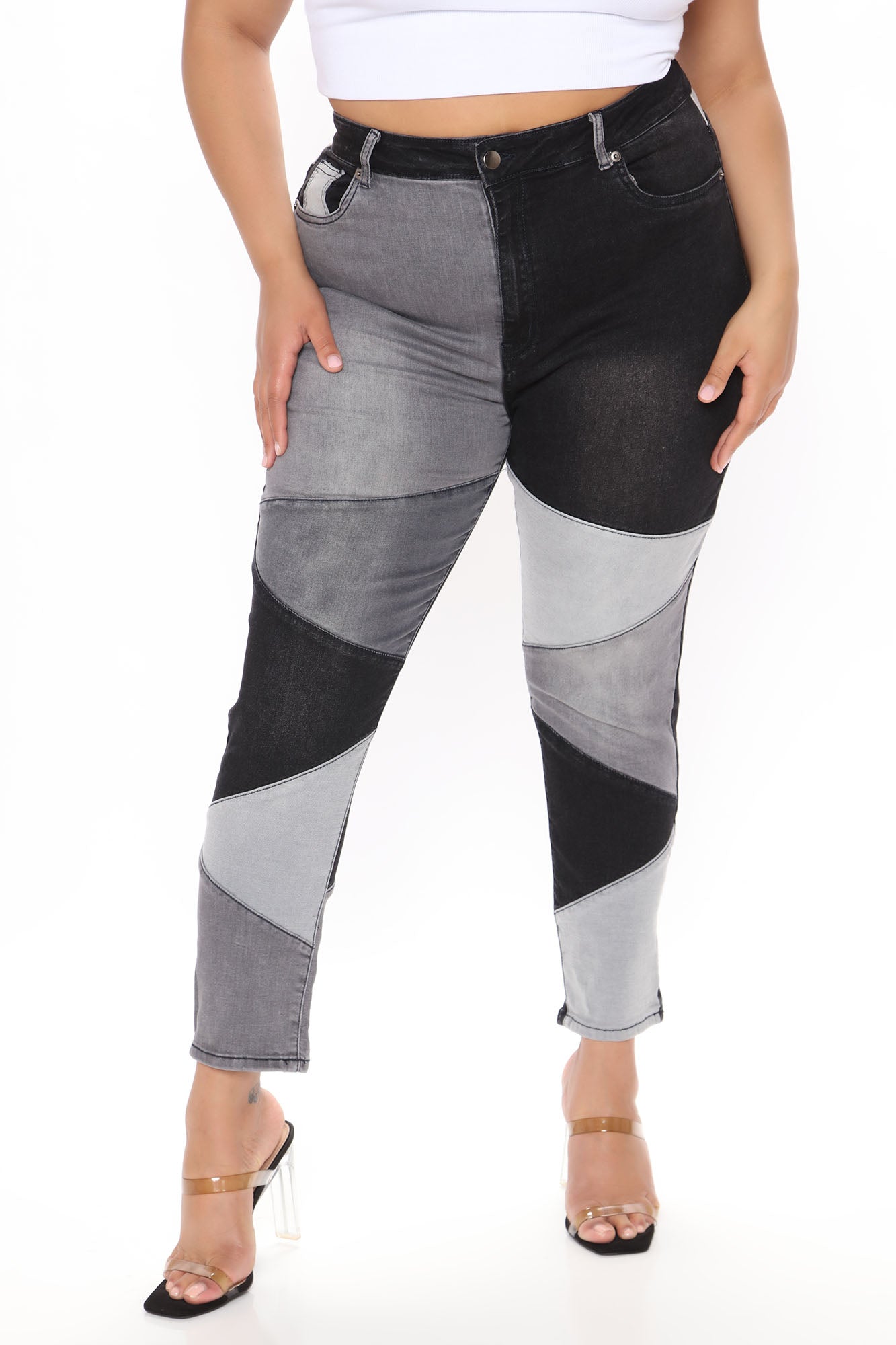 All Fixed Up Patchwork Skinny Jeans - Black/combo Ins Street
