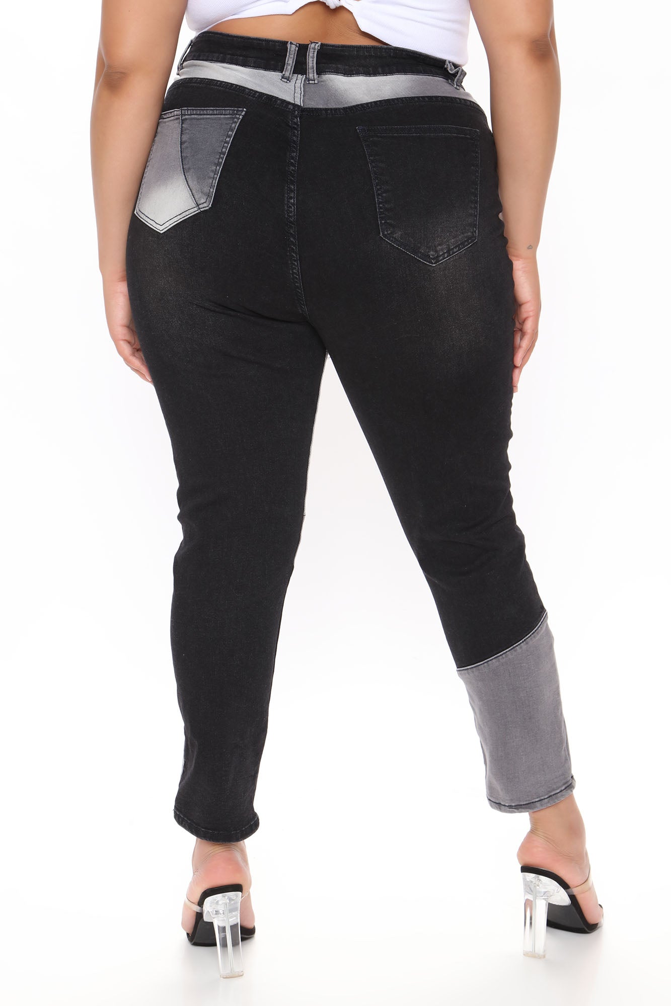 All Fixed Up Patchwork Skinny Jeans - Black/combo Ins Street