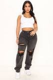 Better Than Your Last Ripped Straight Leg Jeans - Black
