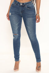 Make Me Proud Mid Rise Skinny Jeans - Dark Wash Ins Street