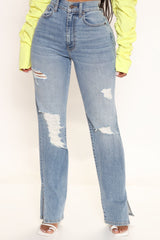 Killing 'Em Softly Distressed Side Split Jeans - Light Blue Wash Ins Street