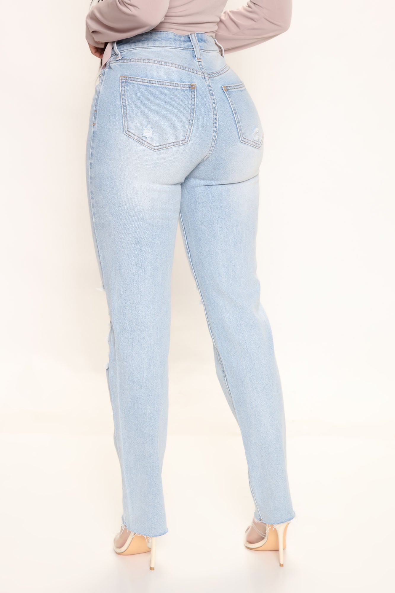 Be Straight With Me Distressed Jeans - Light Blue Wash Ins Street