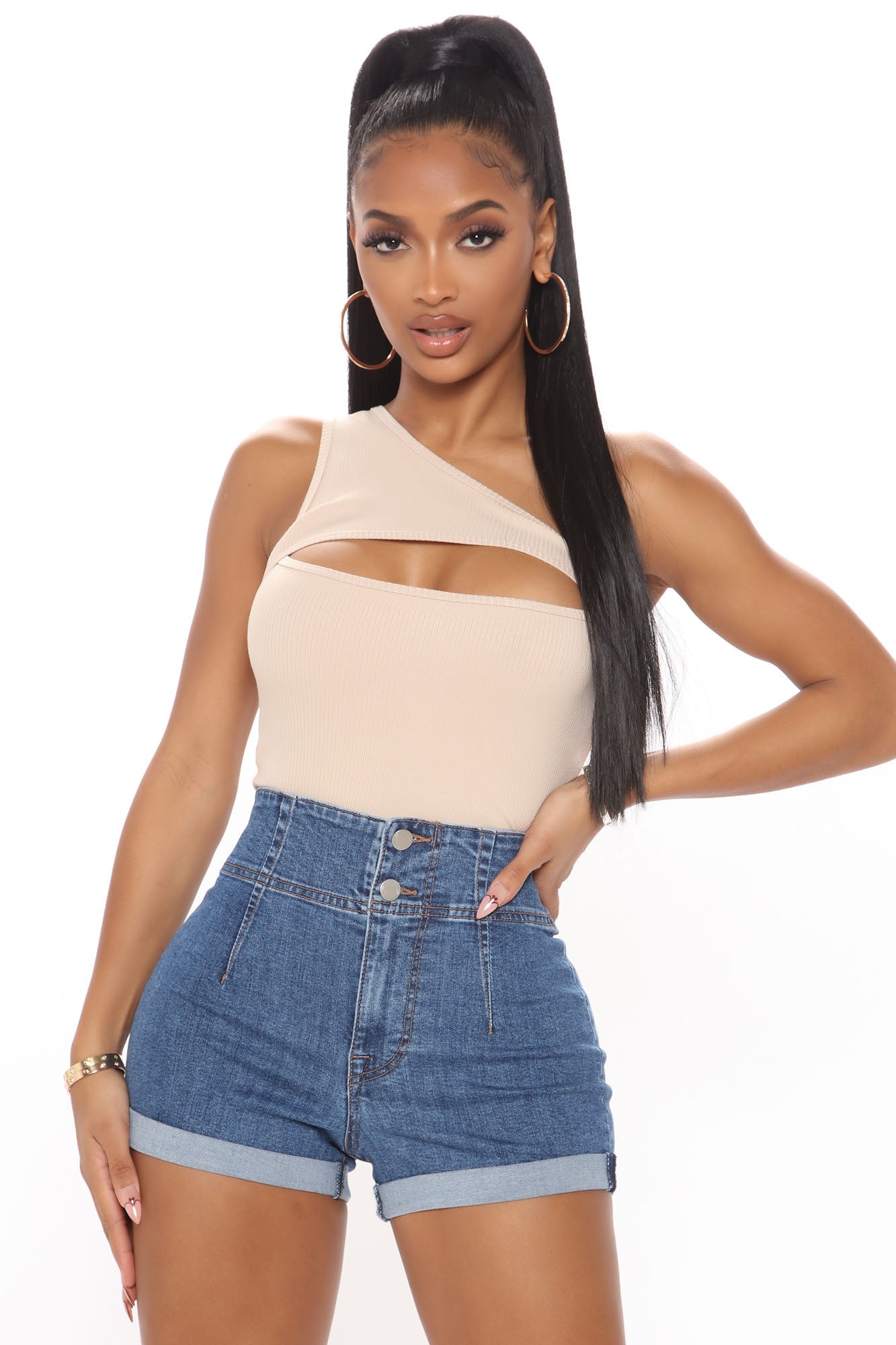 Leihlani Super Stretch Denim Shorts - Medium Blue Wash Ins Street