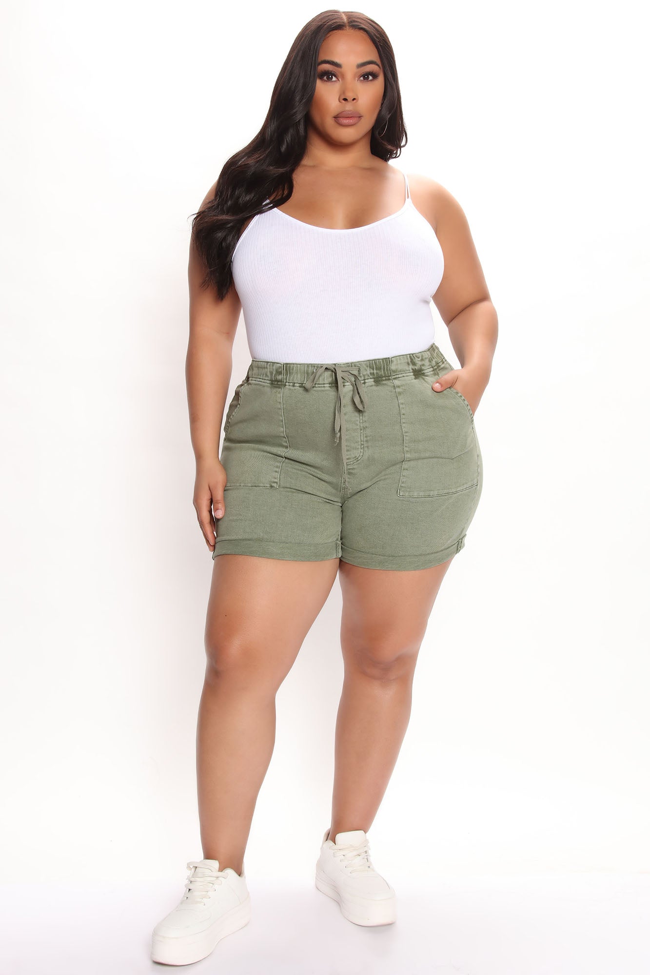 Keeping It Casual Roll Cuff Jogger Shorts - Olive Ins Street