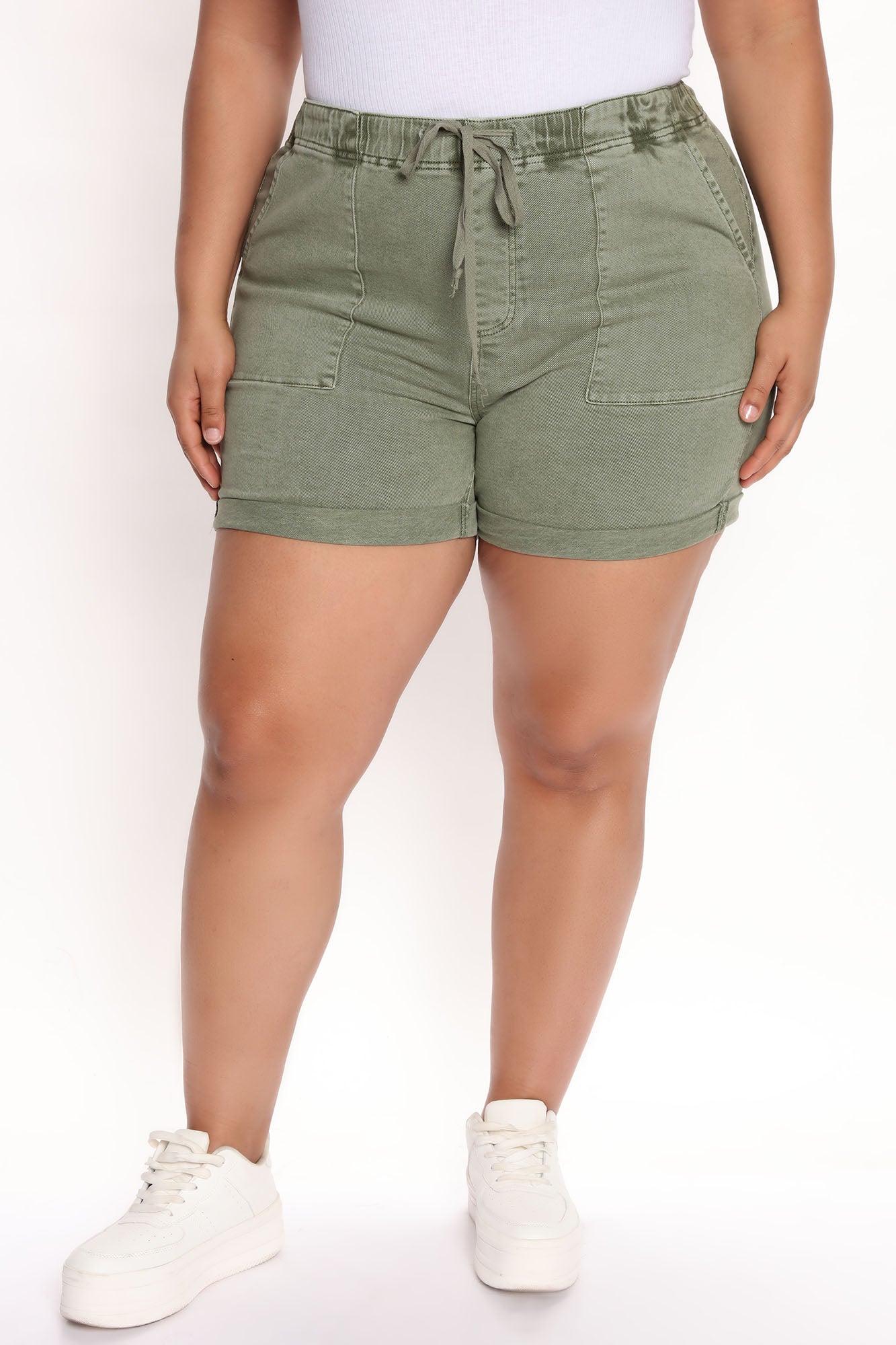 Keeping It Casual Roll Cuff Jogger Shorts - Olive Ins Street