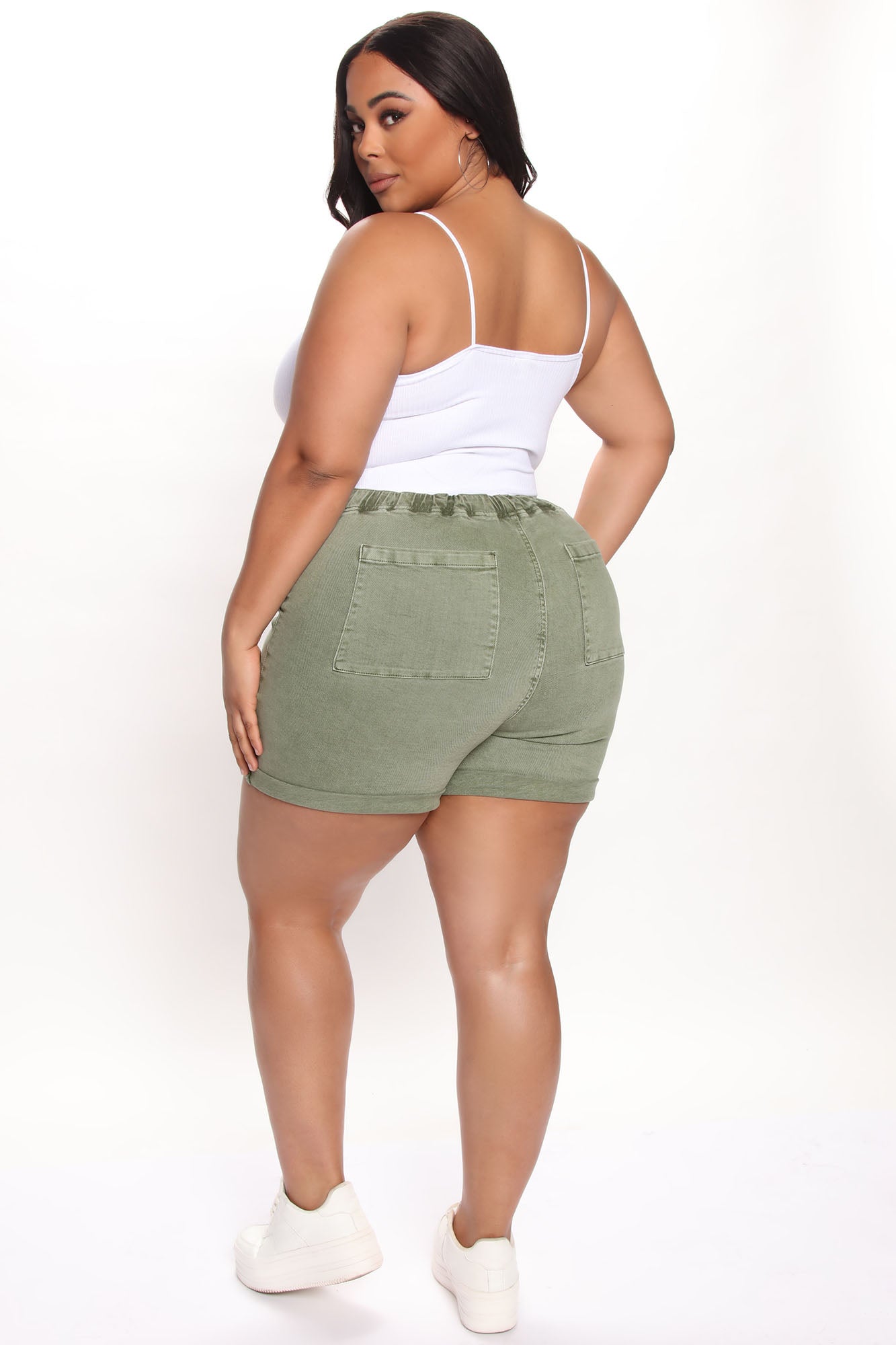 Keeping It Casual Roll Cuff Jogger Shorts - Olive Ins Street