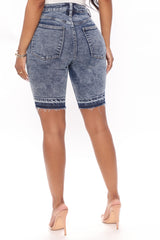 Make It Happen Denim Bermuda Shorts - Acid Wash Blue Ins Street