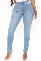 Meet You Slimming High Rise Skinny Jeans - Light Blue Wash Ins Street