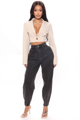 Out And About Non Stretch Denim Joggers - Black Ins Street