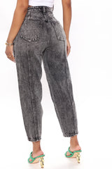 Know Me Slim Balloon Jeans - Acid Wash Black Ins Street