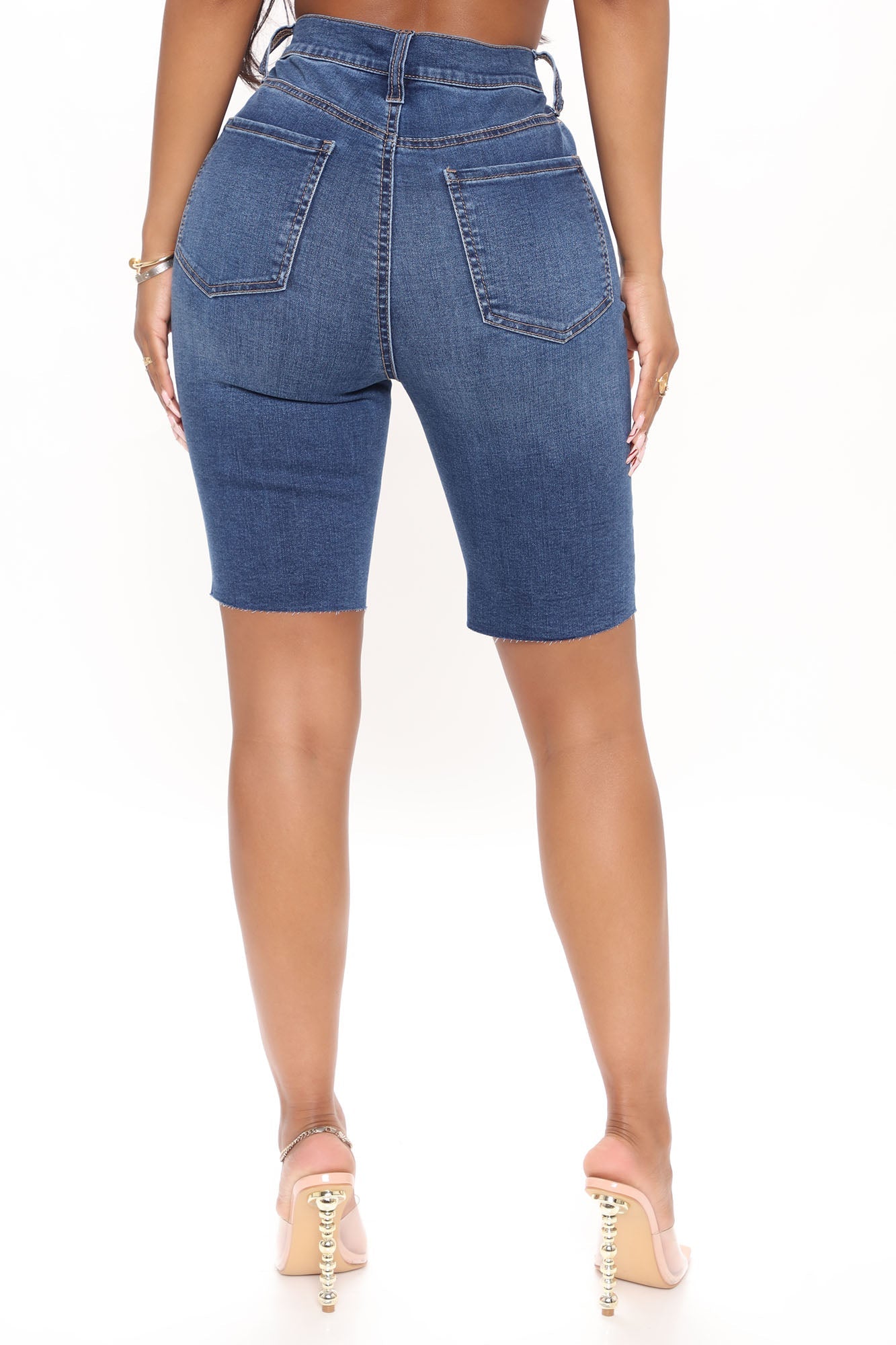 Cammie Stretch Denim Bermudas - Medium Blue Wash Ins Street