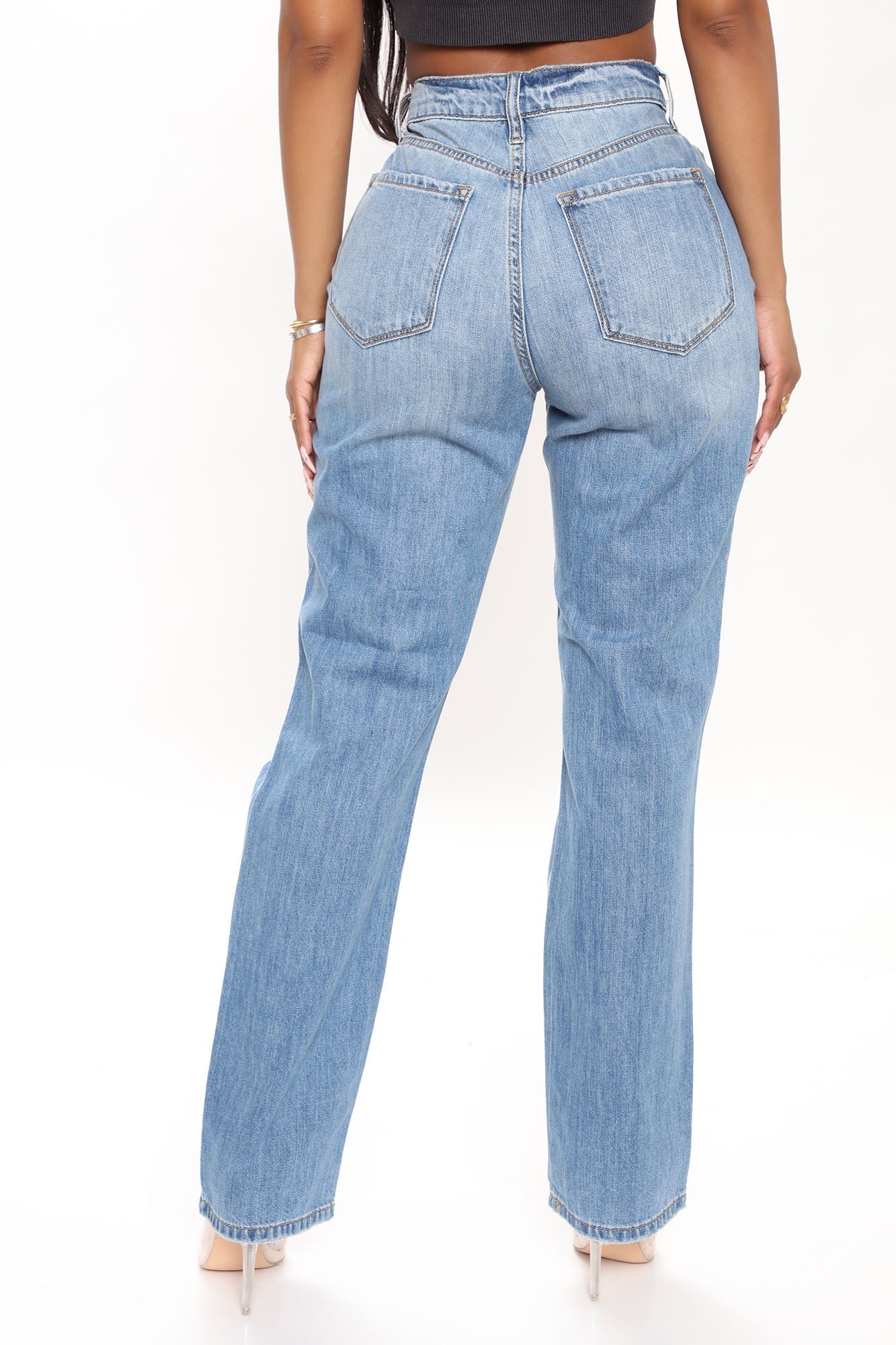 Can't Tell You Non Stretch Destroyed Jeans - Medium Blue Wash Ins Street