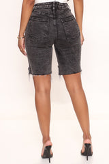 Feel The Same Stretch Bermuda Shorts - Acid Wash Black Ins Street