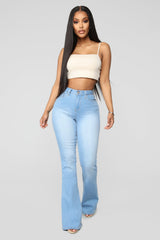 Jodie High Rise Flare Jeans - Light Blue Wash Ins Street
