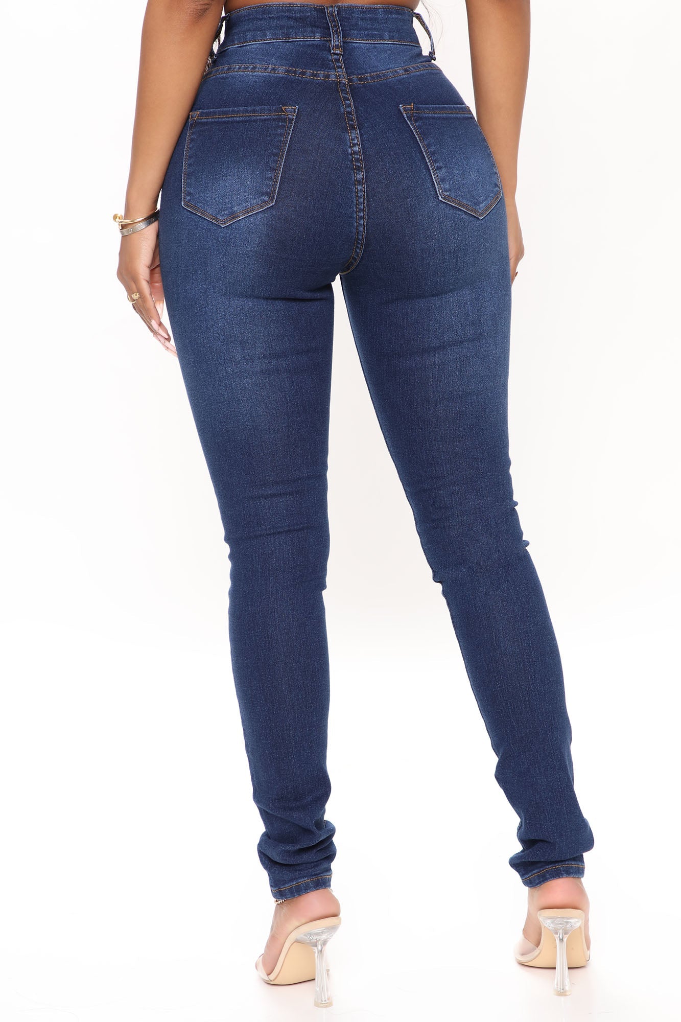 Marilyn High Waisted Skinny Jeans - Dark Wash Ins Street