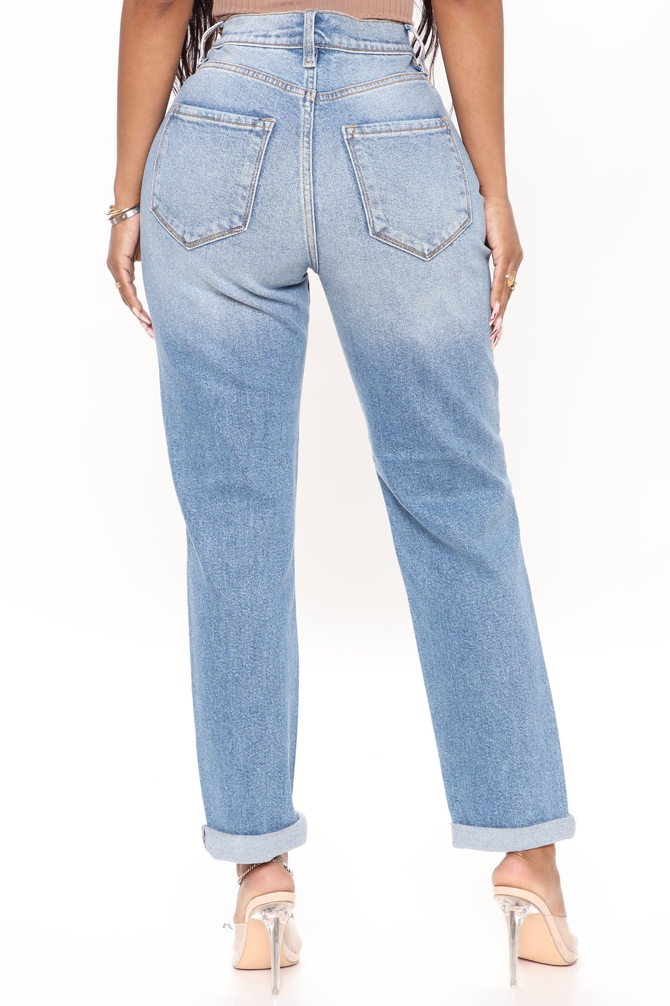 Classic Tapered Ripped Mom Jeans - Medium Blue Wash Ins Street