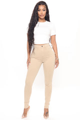 Classic High Waist Skinny Jeans - Khaki Ins Street